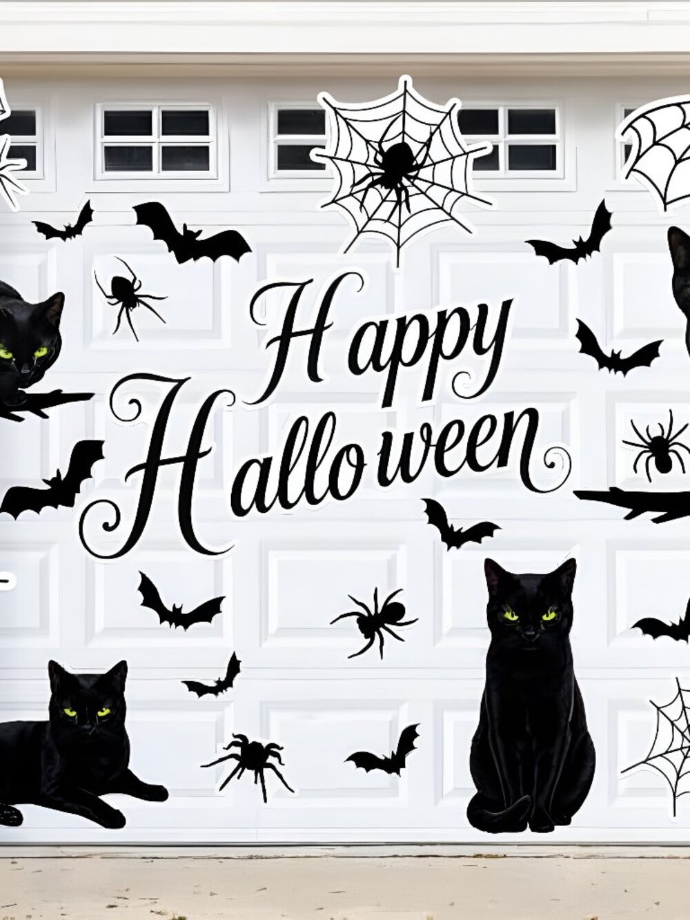 28Pcs Halloween Garage Door Decorations Black Cat Magnets Set